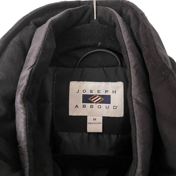 Joseph Abboud Size M Black Filled Lined Coat Detachable Inner Layer Zip Snap - Picture 5 of 9